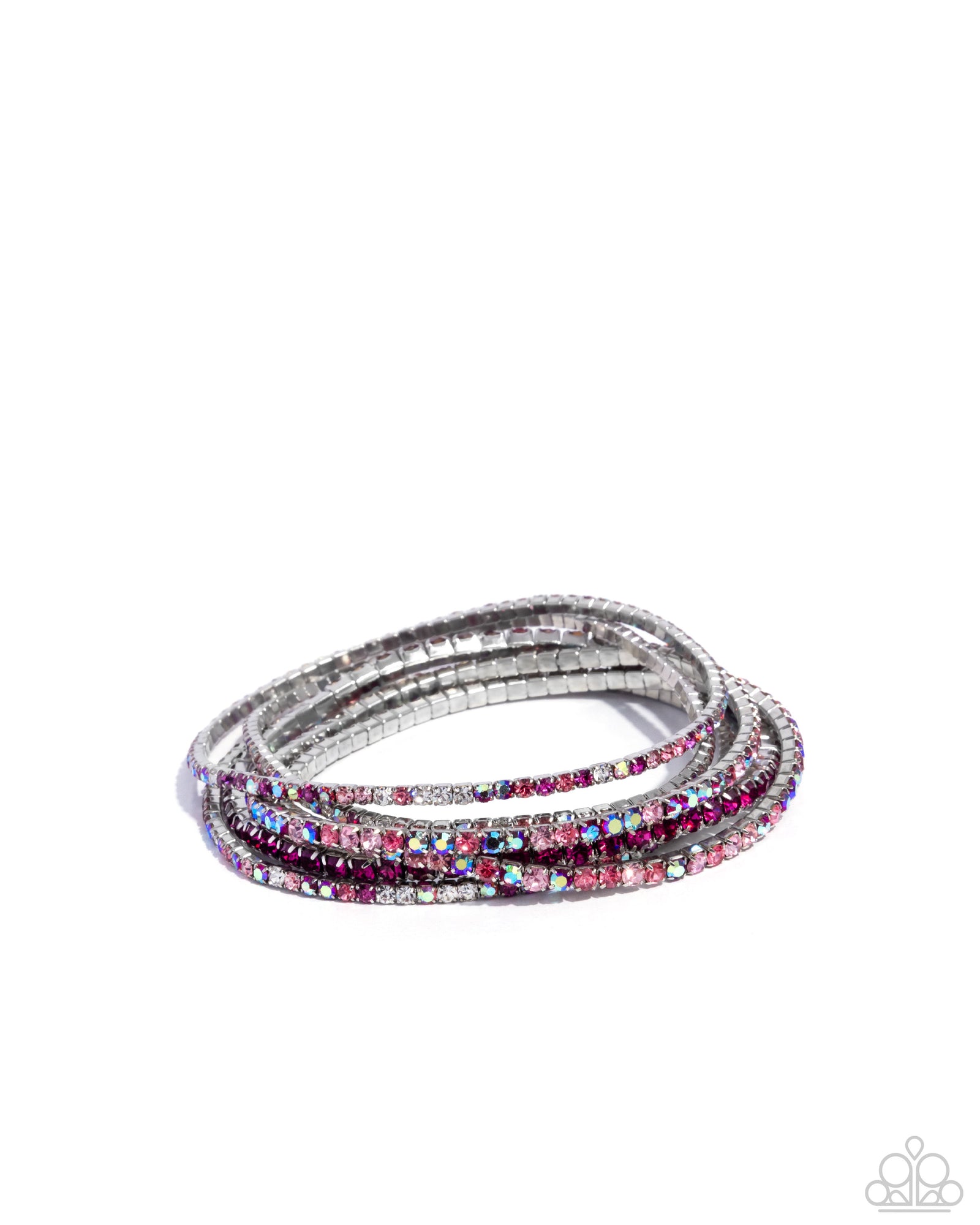 Rhinestone Review Pink Bracelet - Paparazzi Accessories- lightbox - CarasShop.com - Paparazzi Jewelry by Cara Jewels