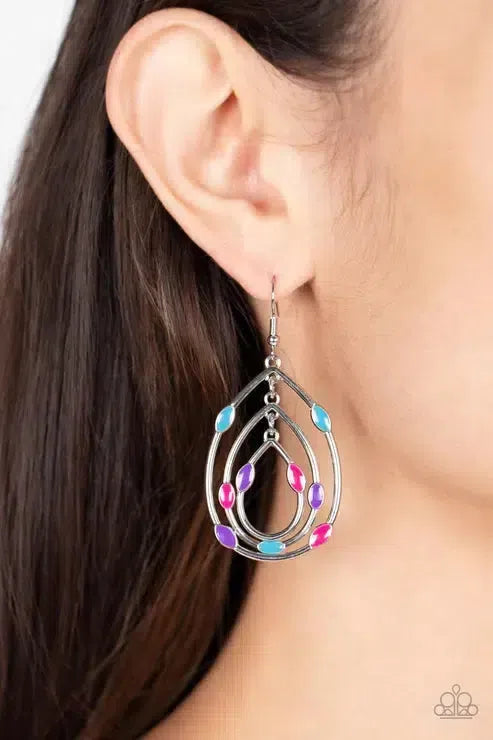 Rippling Rapport Multi Earrings - Paparazzi Accessories-on model - CarasShop.com - Paparazzi Jewelry by Cara Jewels