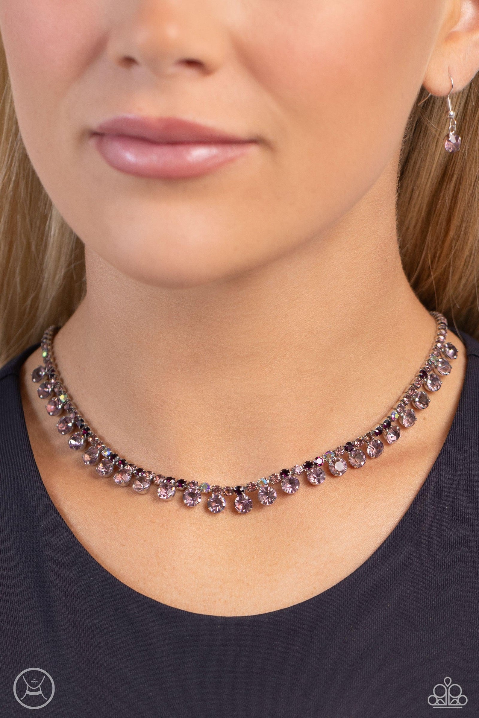 Ritzy Rhinestones Purple Choker Necklace - Paparazzi Accessories- lightbox - CarasShop.com - Paparazzi Jewelry by Cara Jewels