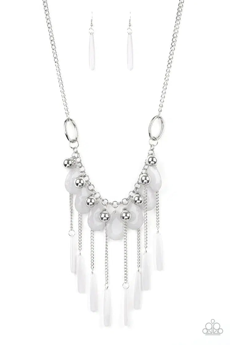 Roaring Riviera White Necklace - Paparazzi Accessories- lightbox - CarasShop.com - Paparazzi Jewelry by Cara Jewels
