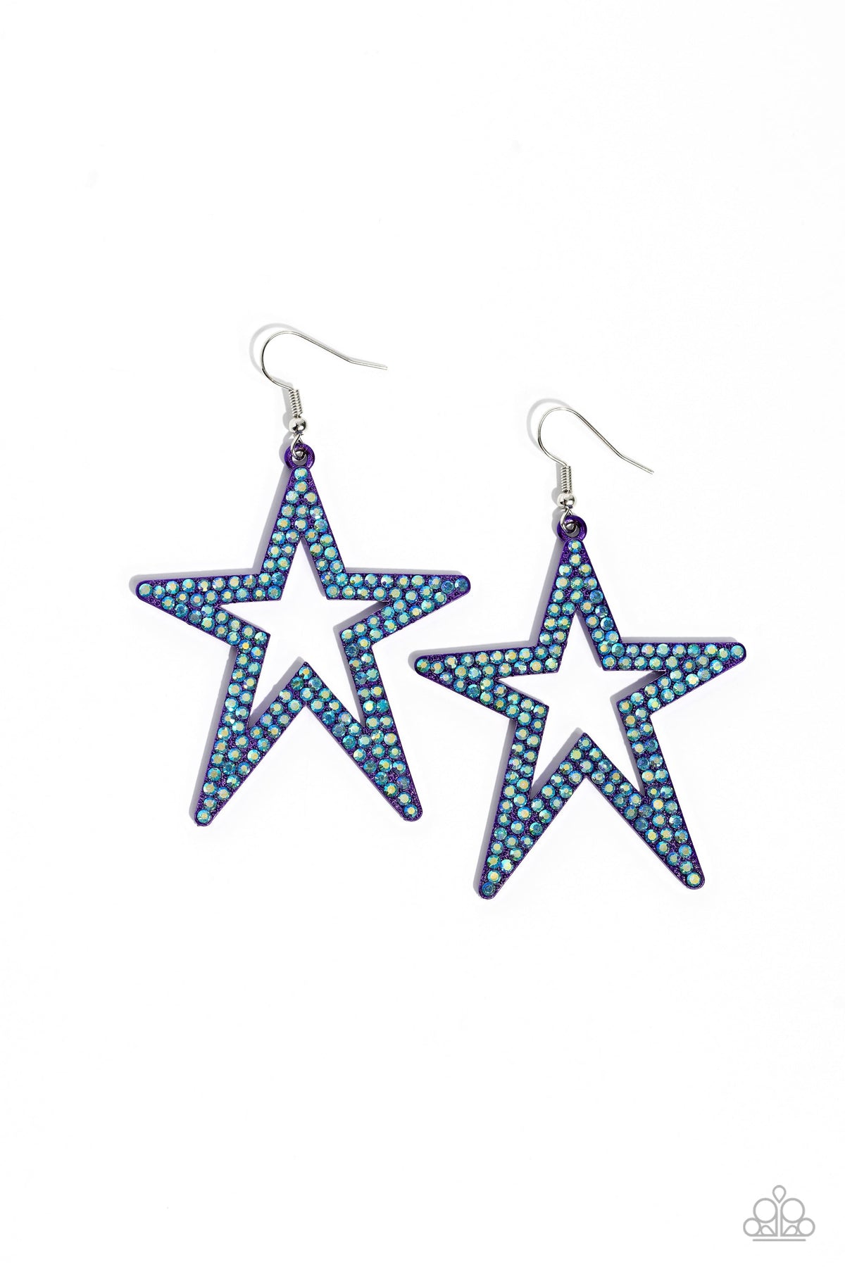 Rockstar Energy Purple & Blue Star Earrings - Paparazzi Accessories- lightbox - CarasShop.com - Paparazzi Jewelry by Cara Jewels