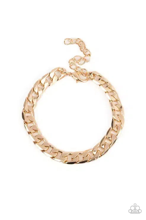 Rockstar Road Men's Gold Bracelet - Paparazzi Accessories- lightbox - CarasShop.com - Paparazzi Jewelry by Cara Jewels