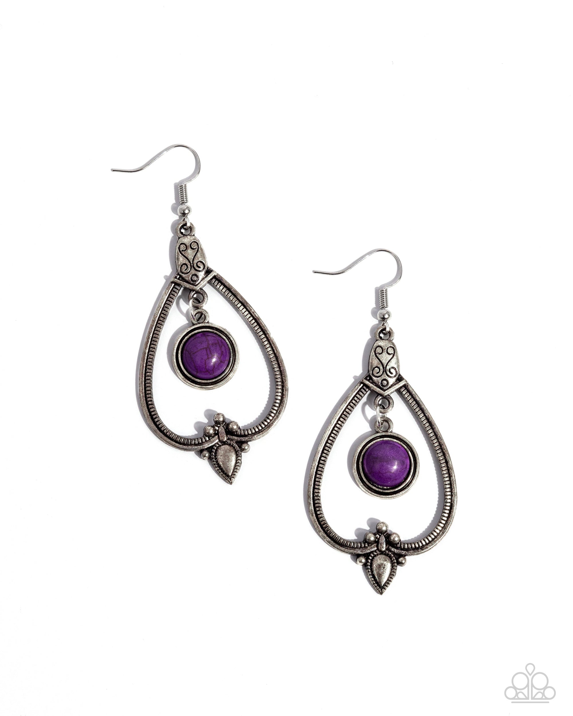Rocky Mountain Royalty Purple Stone Earrings - Paparazzi Accessories- lightbox - CarasShop.com - Paparazzi Jewelry by Cara Jewels