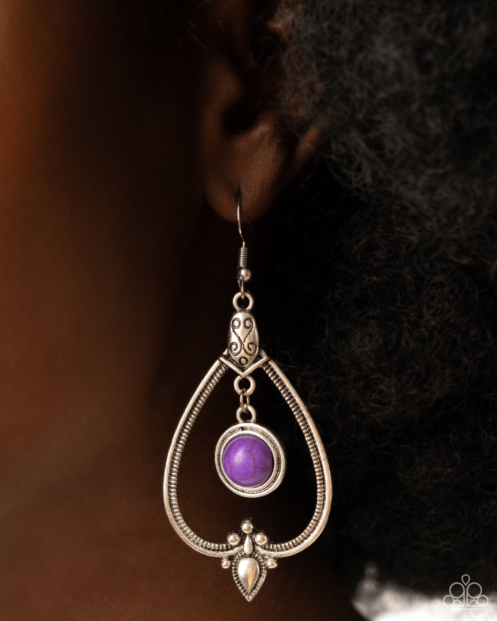 Rocky Mountain Royalty Purple Stone Earrings - Paparazzi Accessories- lightbox - CarasShop.com - Paparazzi Jewelry by Cara Jewels