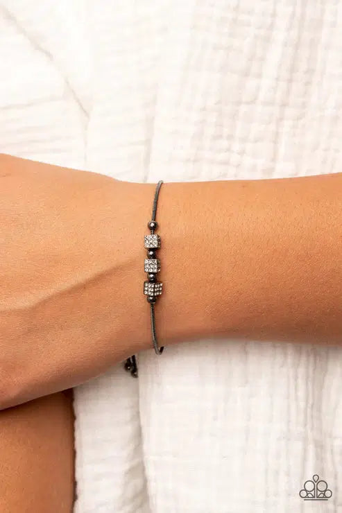 Roll Out The Radiance Black Bracelet - Paparazzi Accessories- on model - CarasShop.com - Paparazzi Jewelry by Cara Jewels