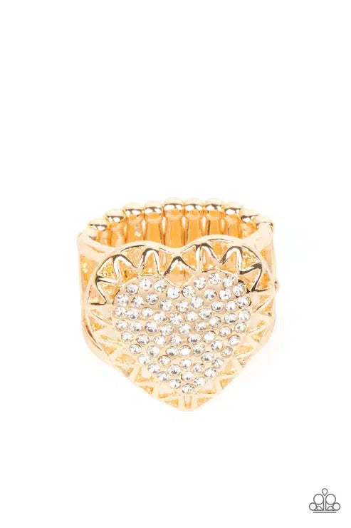 Romantic Escape Gold Ring - Paparazzi Accessories- lightbox - CarasShop.com - Paparazzi Jewelry by Cara Jewels
