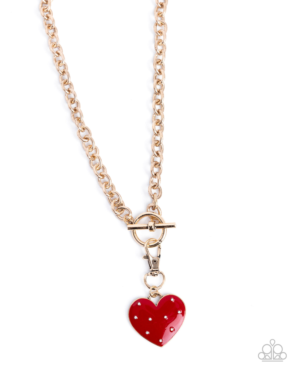 Romantic Range Red & Gold Padlock Heart Necklace - Paparazzi Accessories- lightbox - CarasShop.com - Paparazzi Jewelry by Cara Jewels