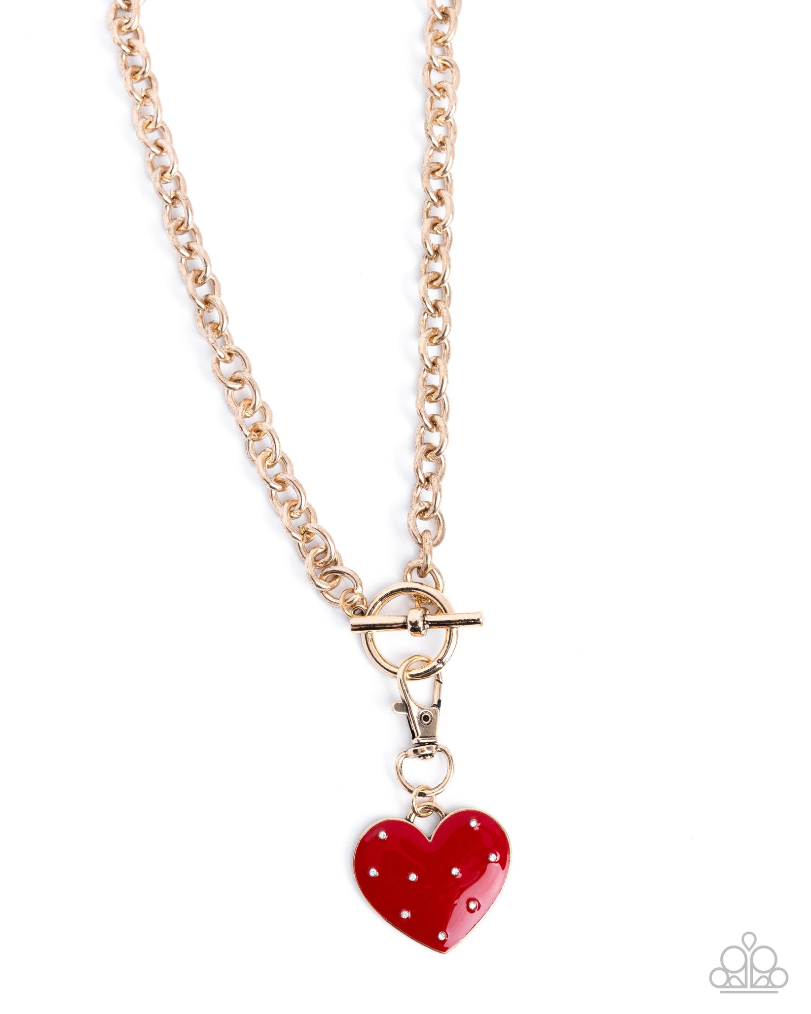 Romantic Range Red & Gold Padlock Heart Necklace - Paparazzi Accessories- lightbox - CarasShop.com - Paparazzi Jewelry by Cara Jewels
