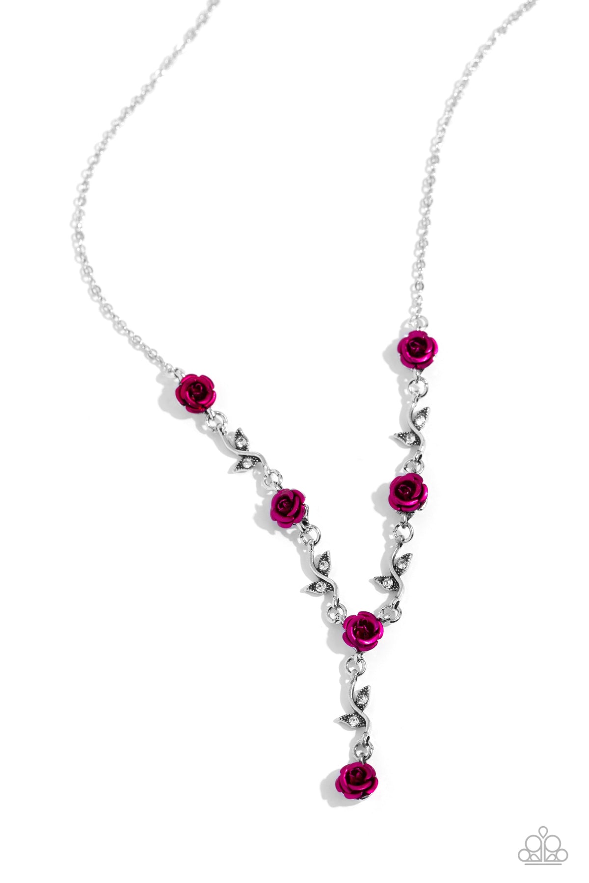 ROSE Without Saying... Pink Floral Necklace - Paparazzi Accessories- lightbox - CarasShop.com - Paparazzi Jewelry by Cara Jewels