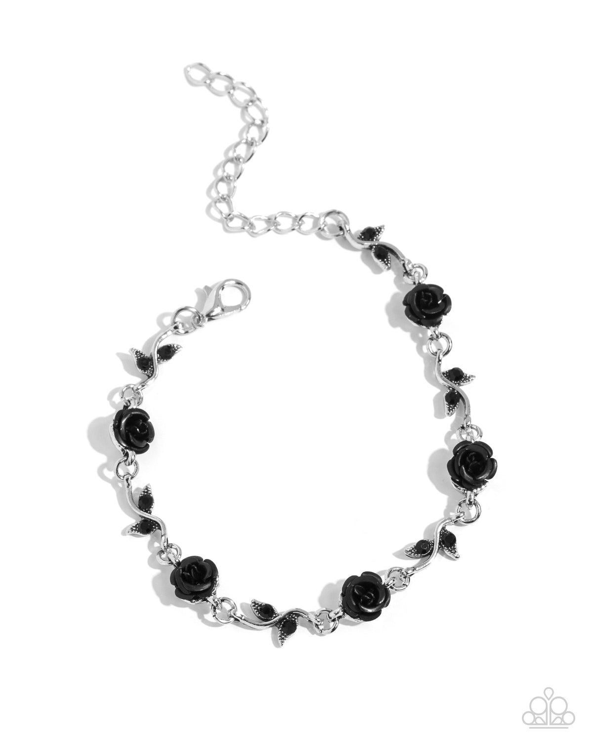 Roses Supposes Black Floral Bracelet - Paparazzi Accessories- lightbox - CarasShop.com - Paparazzi Jewelry by Cara Jewels