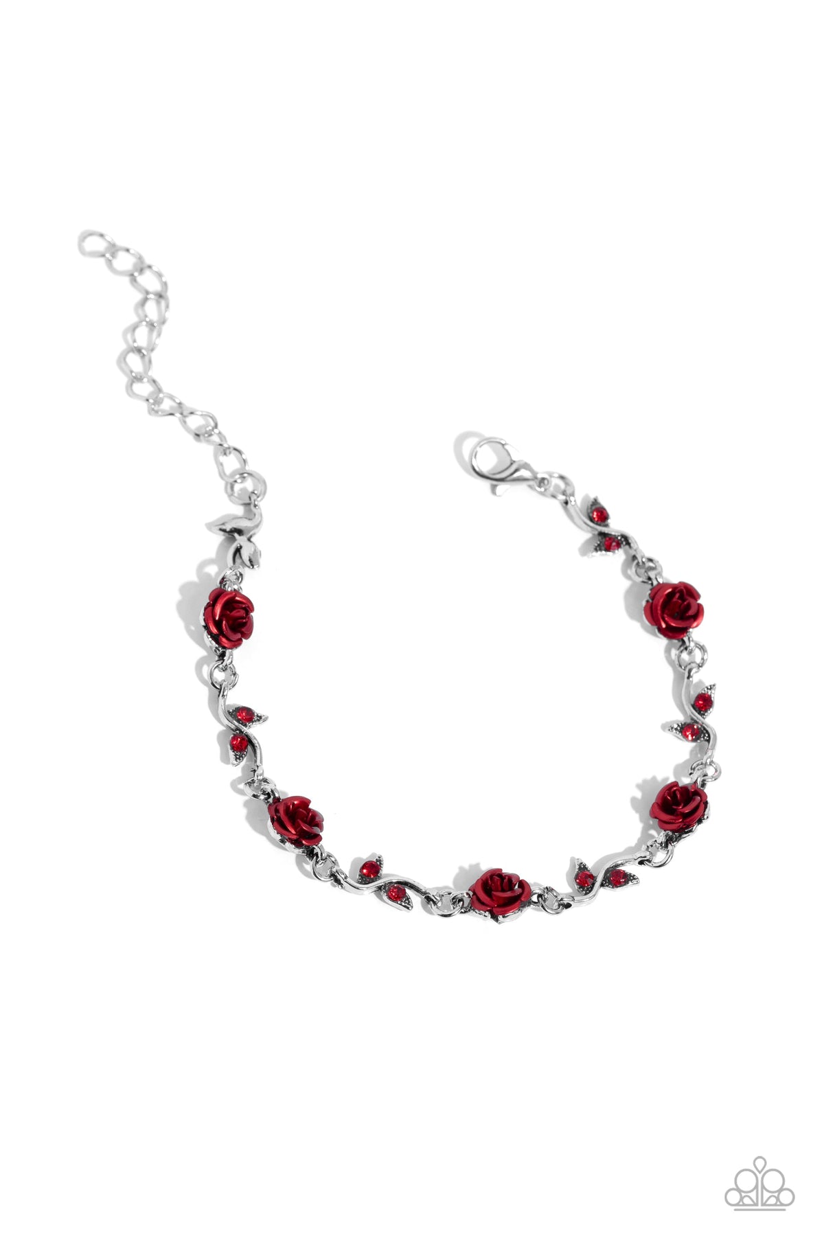 Roses Supposes Red Floral Bracelet - Paparazzi Accessories- lightbox - CarasShop.com - Paparazzi Jewelry by Cara Jewels