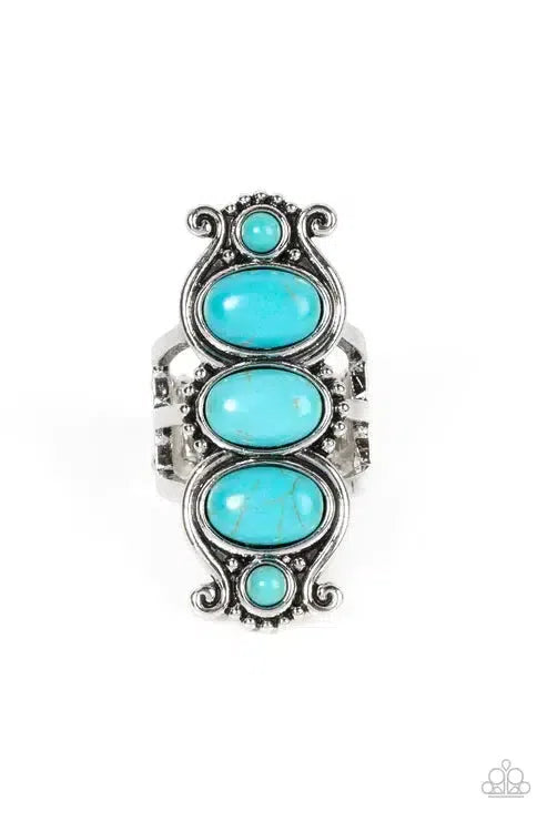 Roswell Relic Blue Ring - Paparazzi Accessories- lightbox - CarasShop.com - Paparazzi Jewelry by Cara Jewels