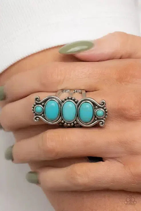 Roswell Relic Blue Ring - Paparazzi Accessories- lightbox - CarasShop.com - Paparazzi Jewelry by Cara Jewels