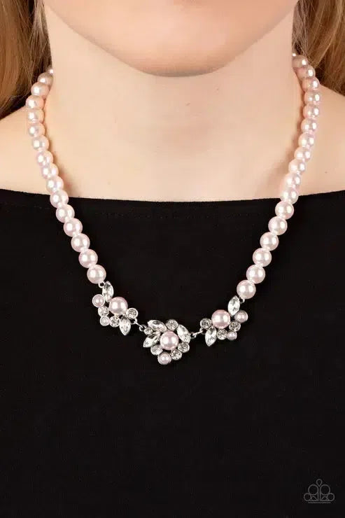 Royal Renditions Pink Necklace - Paparazzi Accessories-on model - CarasShop.com - Paparazzi Jewelry by Cara Jewels