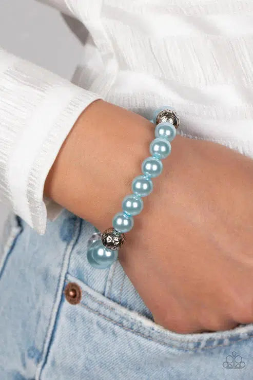 Royal Reward Blue Bracelet - Paparazzi Accessories- on model - CarasShop.com - Paparazzi Jewelry by Cara Jewels
