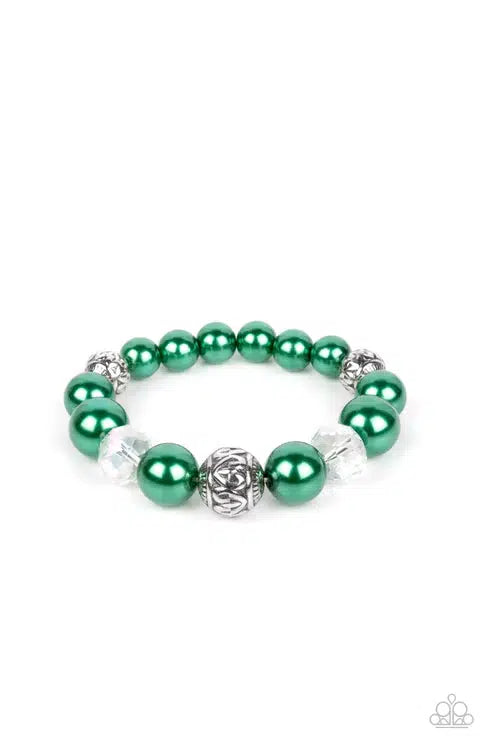 Royal Reward Green Bracelet - Paparazzi Accessories- lightbox - CarasShop.com - Paparazzi Jewelry by Cara Jewels