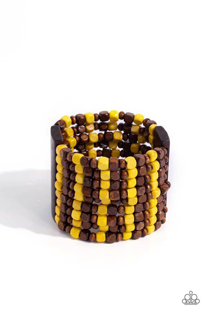 R&R Yellow Bracelet - Paparazzi Accessories- lightbox - CarasShop.com - Paparazzi Jewelry by Cara Jewels