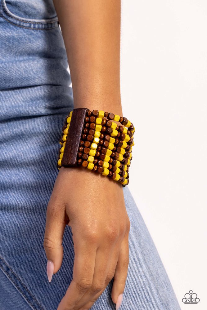 R&R Yellow Bracelet - Paparazzi Accessories-on model - CarasShop.com - Paparazzi Jewelry by Cara Jewels
