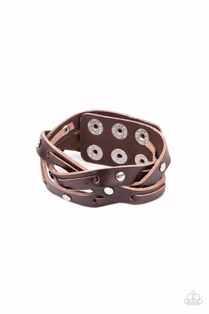 Rugged Roundup Brown Bracelet - Paparazzi Accessories- lightbox - CarasShop.com - Paparazzi Jewelry by Cara Jewels