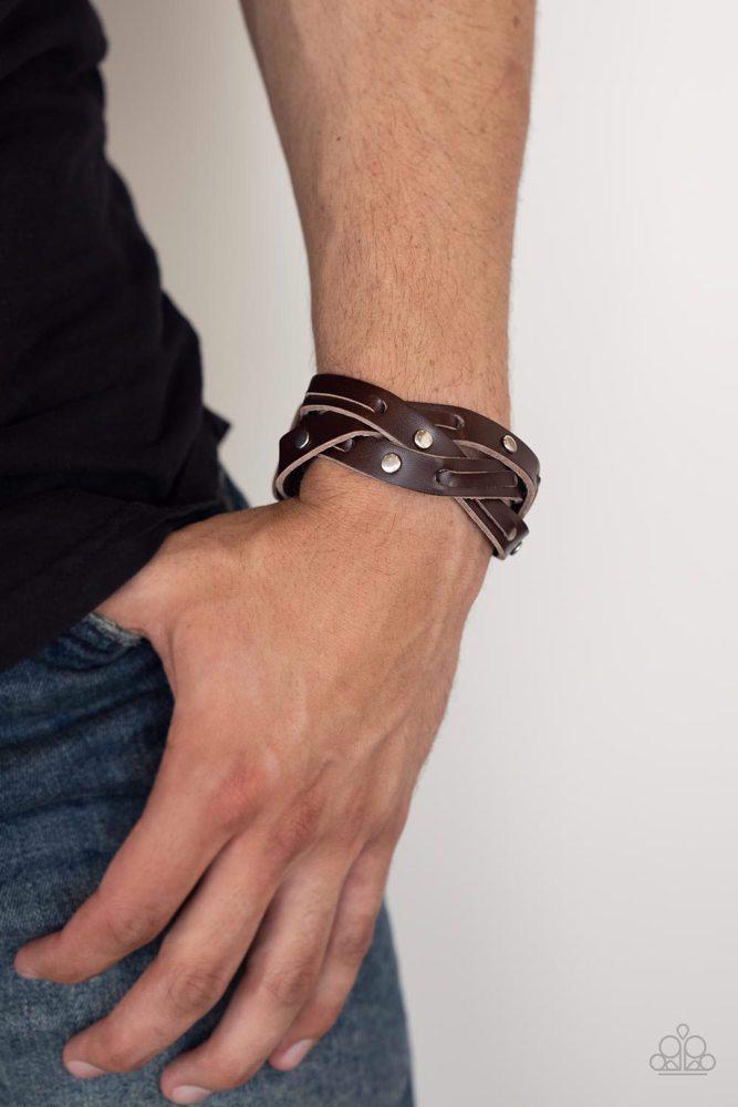 Rugged Roundup Brown Bracelet - Paparazzi Accessories- on model - CarasShop.com - Paparazzi Jewelry by Cara Jewels