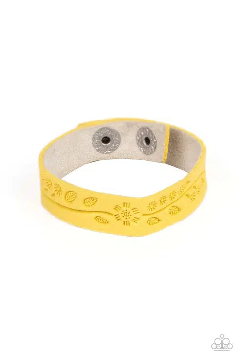 Rural Equinox Yellow Bracelet - Paparazzi Accessories- lightbox - CarasShop.com - Paparazzi Jewelry by Cara Jewels