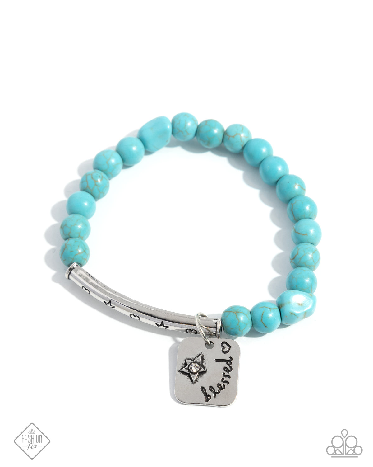 Rustic Reminder Turquoise Blue Stone Bracelet - Paparazzi Accessories- lightbox - CarasShop.com - Paparazzi Jewelry by Cara Jewels