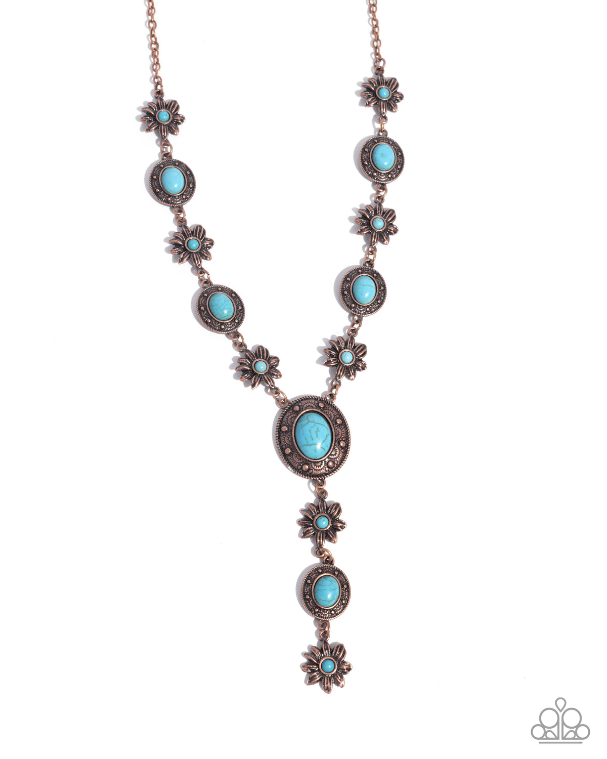 Rustic Rendezvous Copper & Turquoise Blue Stone Necklace - Paparazzi Accessories- lightbox - CarasShop.com - Paparazzi Jewelry by Cara Jewels