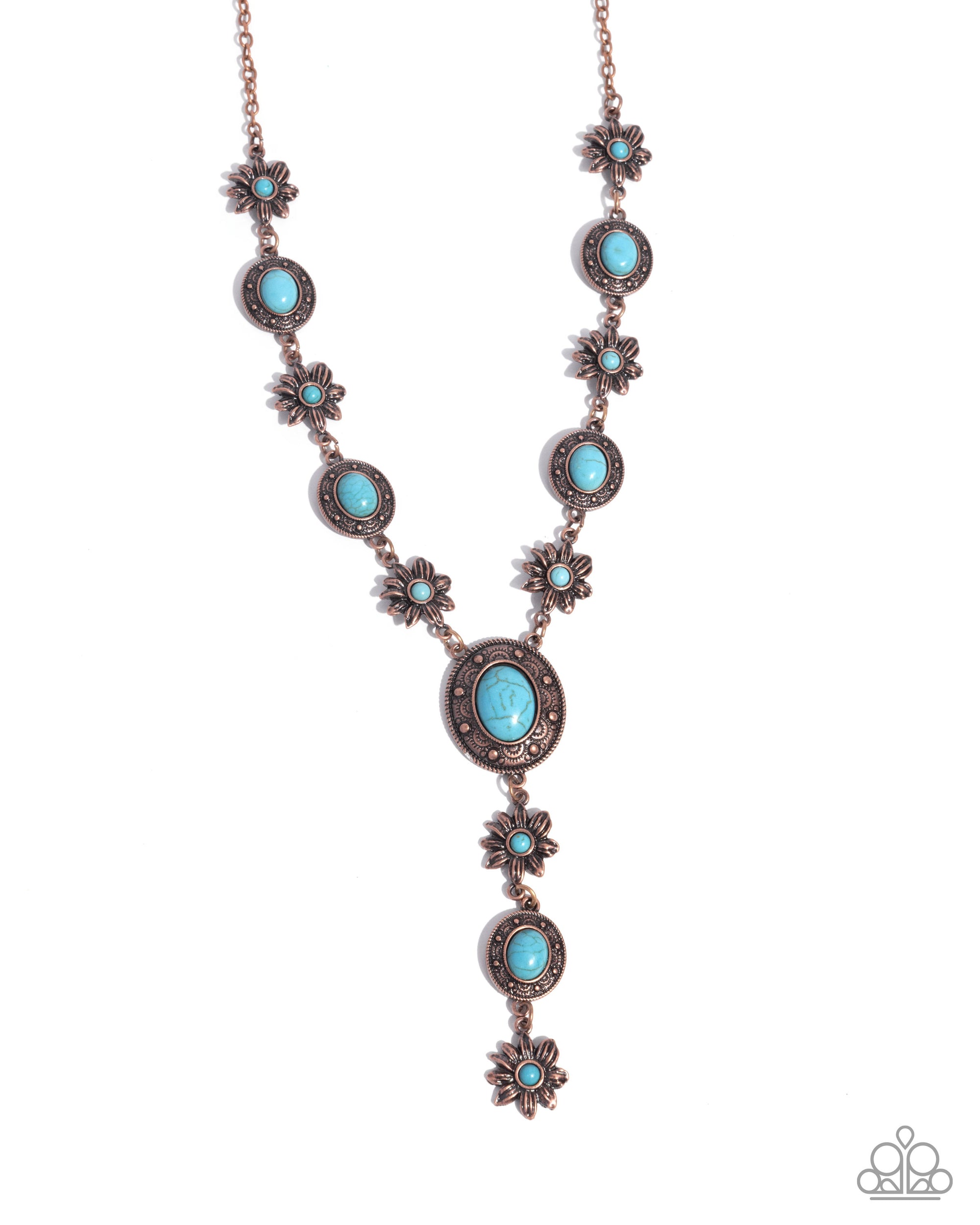 Rustic Rendezvous Copper & Turquoise Blue Stone Necklace - Paparazzi Accessories- lightbox - CarasShop.com - Paparazzi Jewelry by Cara Jewels