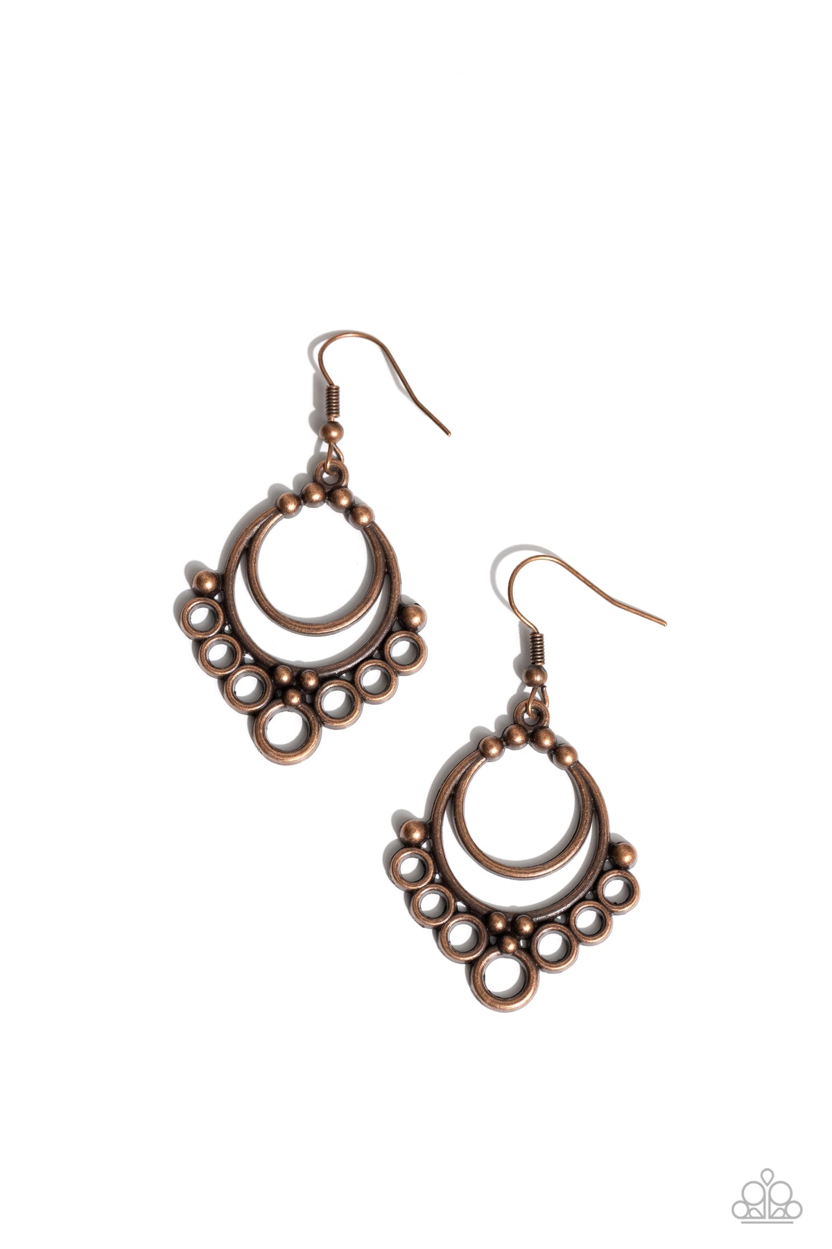 Rustic Rotary Copper Earrings - Paparazzi Accessories- lightbox - CarasShop.com - Paparazzi Jewelry by Cara Jewels