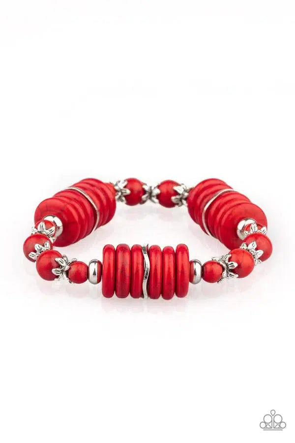 Sagebrush Serenade Red Stone Bracelet - Paparazzi Accessories- lightbox - CarasShop.com - Paparazzi Jewelry by Cara Jewels