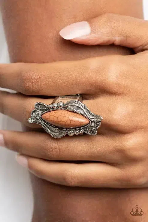 Sahara Serendipity Brown Ring - Paparazzi Accessories-on model - CarasShop.com - Paparazzi Jewelry by Cara Jewels