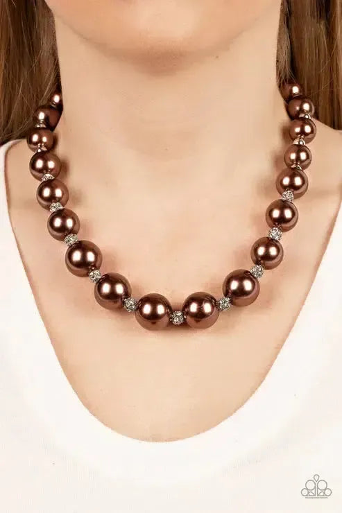Sail Away With Me Brown Necklace - Paparazzi Accessories- on model - CarasShop.com - Paparazzi Jewelry by Cara Jewels