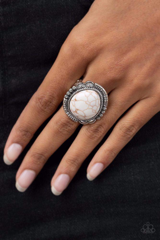 Salt of the Earth White Ring - Paparazzi Accessories- lightbox - CarasShop.com - Paparazzi Jewelry by Cara Jewels