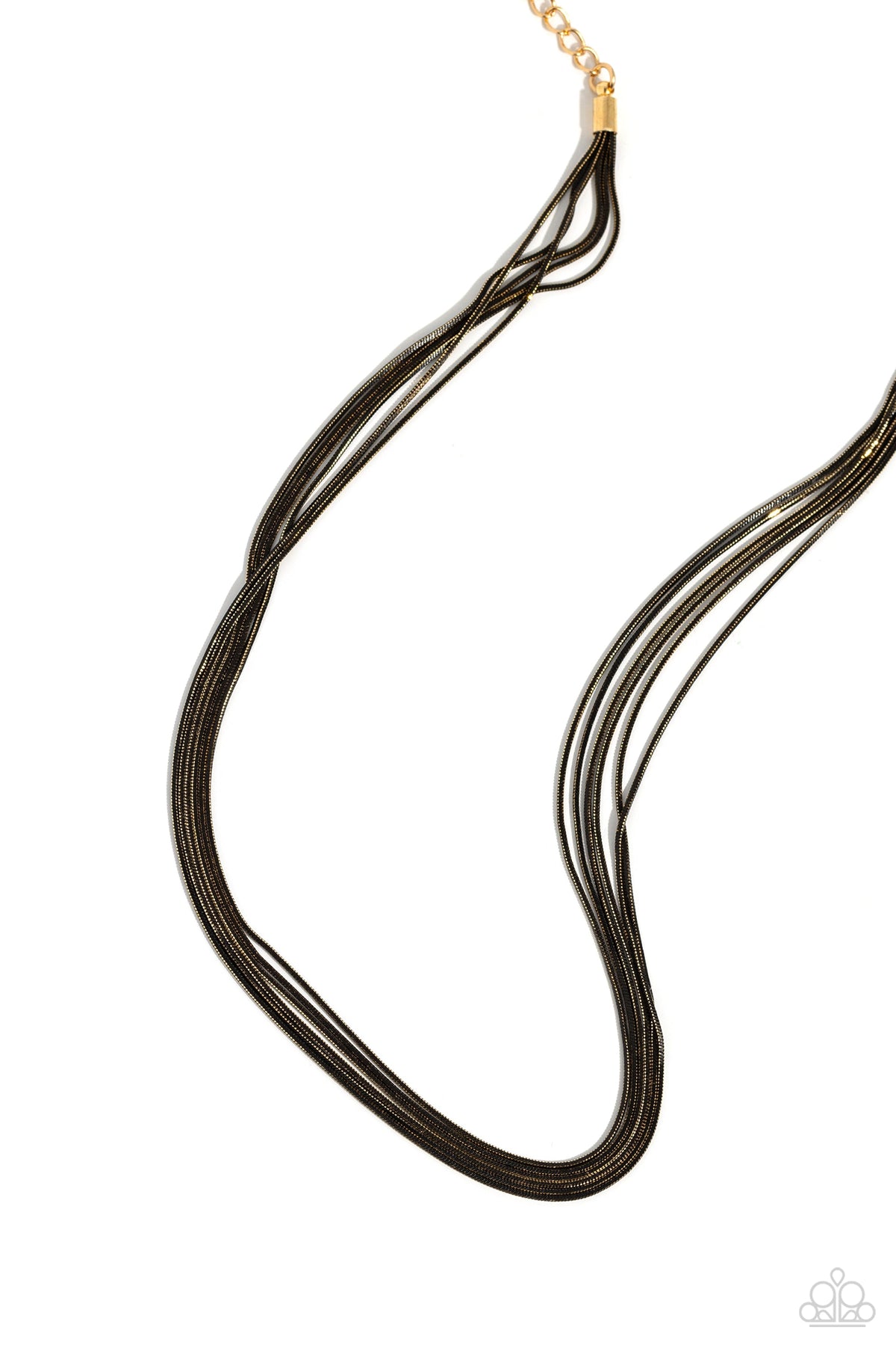 Salvaging Sass Gunmetal Black & Gold Chain Necklace - Paparazzi Accessories- lightbox - CarasShop.com - Paparazzi Jewelry by Cara Jewels