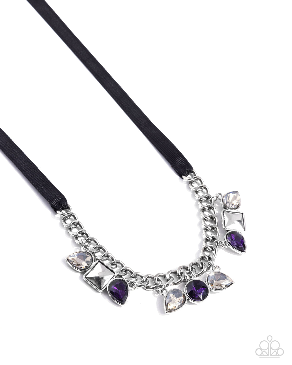 Sassy Salutation Purple & White Gem Necklace - Paparazzi Accessories- lightbox - CarasShop.com - Paparazzi Jewelry by Cara Jewels