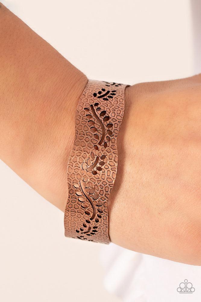 Savanna Oasis Copper Bracelet - Paparazzi Accessories- on model - CarasShop.com - Paparazzi Jewelry by Cara Jewels