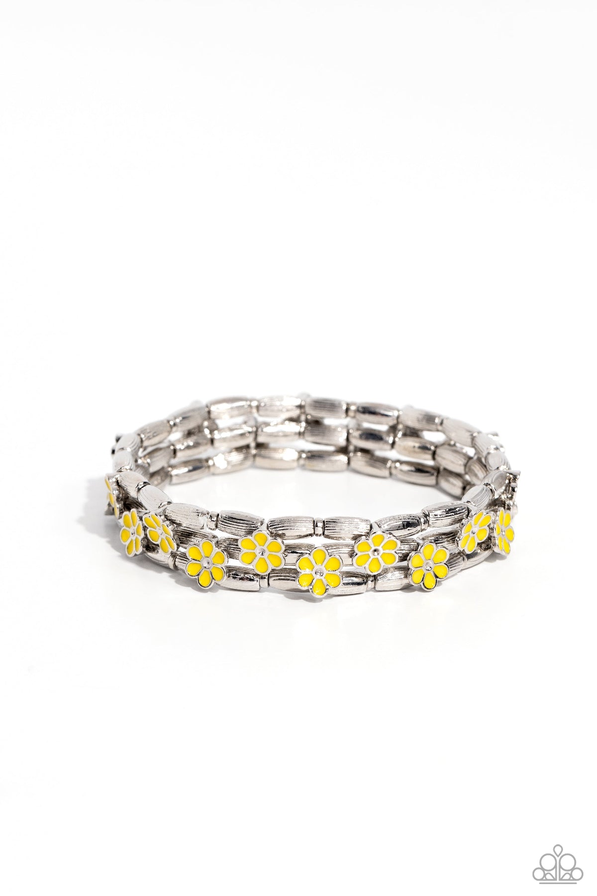 Scattered Springtime Yellow Flower Bracelet - Paparazzi Accessories- lightbox - CarasShop.com - Paparazzi Jewelry by Cara Jewels