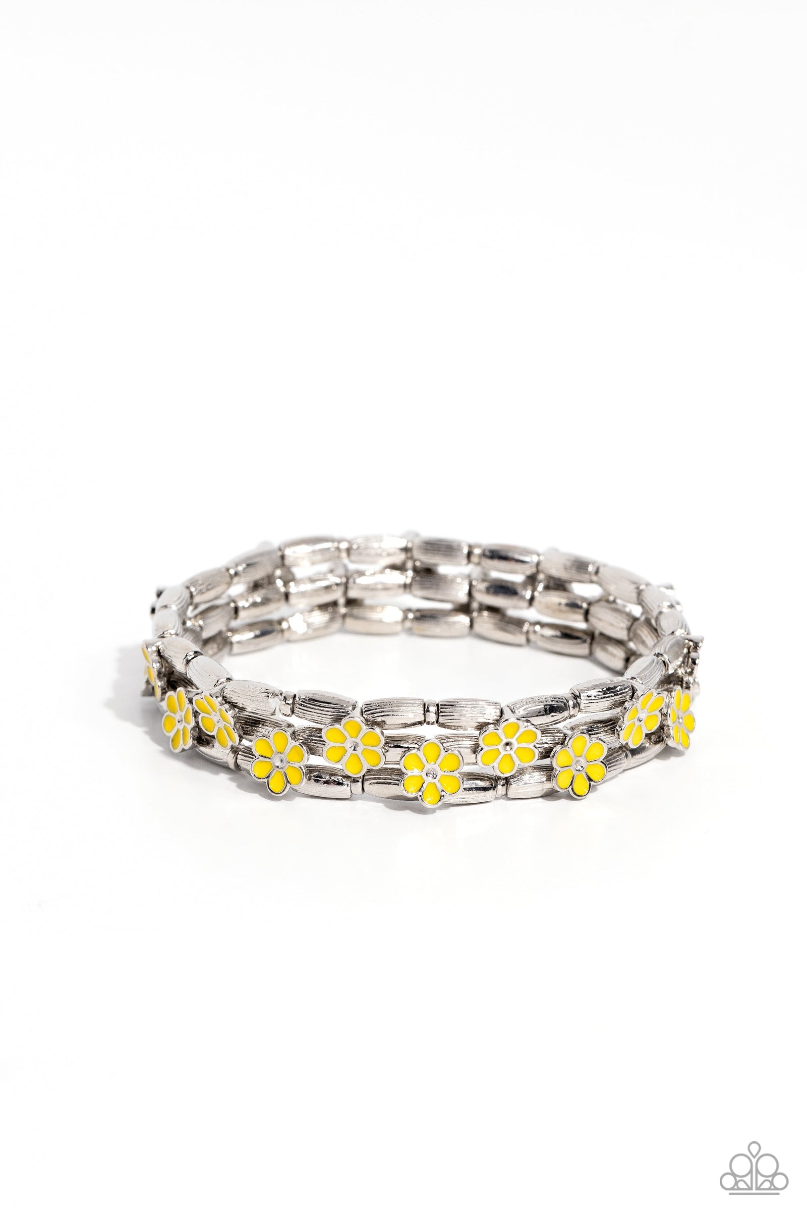 Scattered Springtime Yellow Flower Bracelet - Paparazzi Accessories- lightbox - CarasShop.com - Paparazzi Jewelry by Cara Jewels