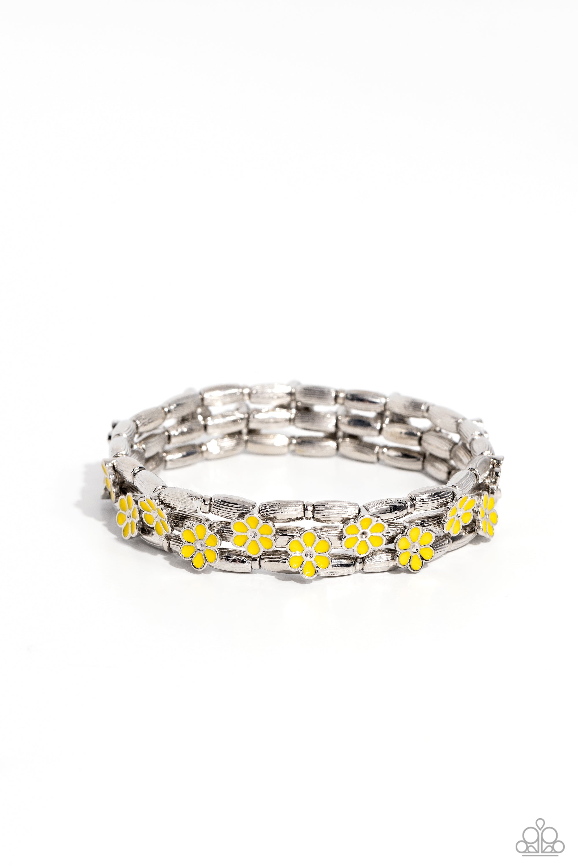 Scattered Springtime Yellow Flower Bracelet - Paparazzi Accessories- lightbox - CarasShop.com - Paparazzi Jewelry by Cara Jewels