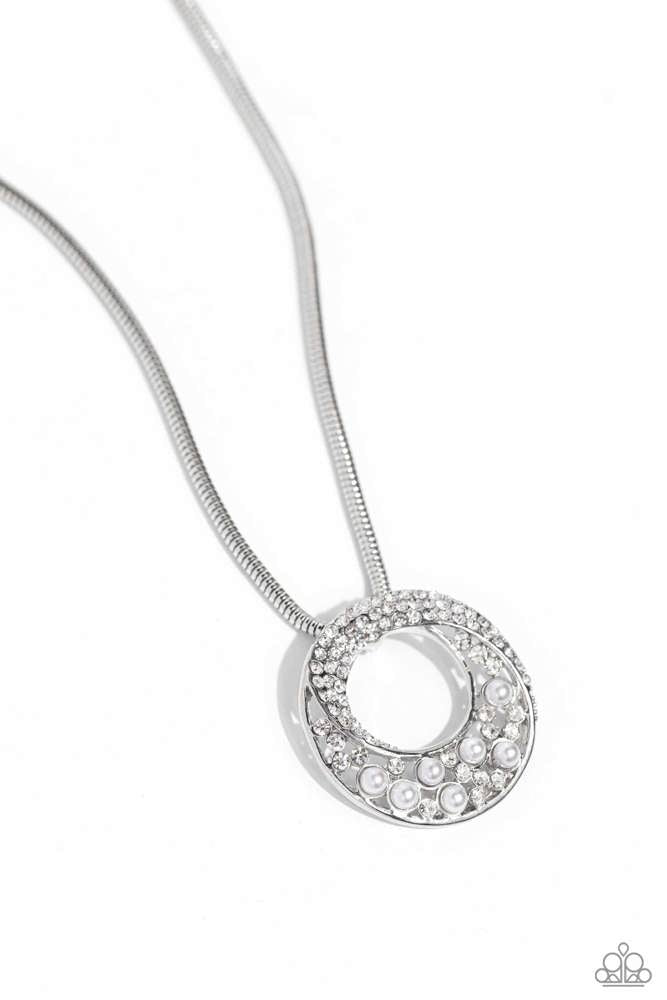 Scintillating Spiral White Necklace - Paparazzi Accessories- lightbox - CarasShop.com - Paparazzi Jewelry by Cara Jewels