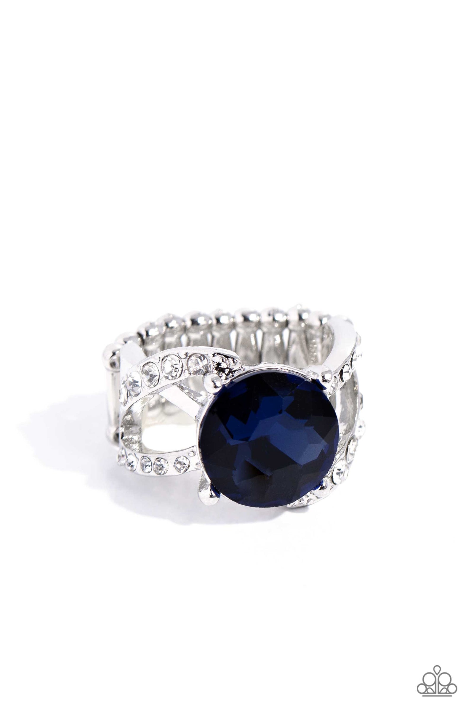Scintillating Swirl Blue Rhinestone Ring - Paparazzi Accessories- lightbox - CarasShop.com - Paparazzi Jewelry by Cara Jewels