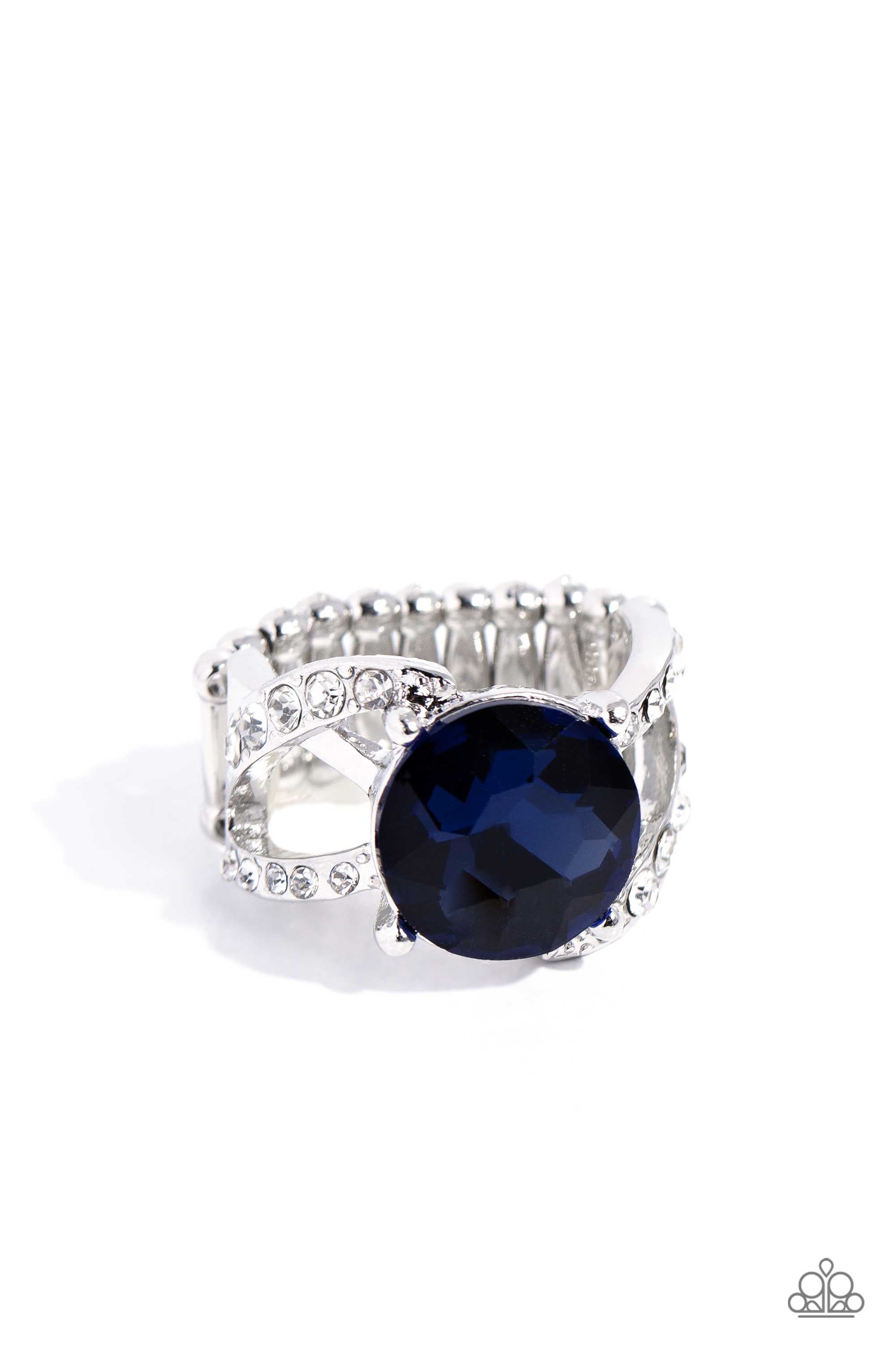 Scintillating Swirl Blue Rhinestone Ring - Paparazzi Accessories- lightbox - CarasShop.com - Paparazzi Jewelry by Cara Jewels