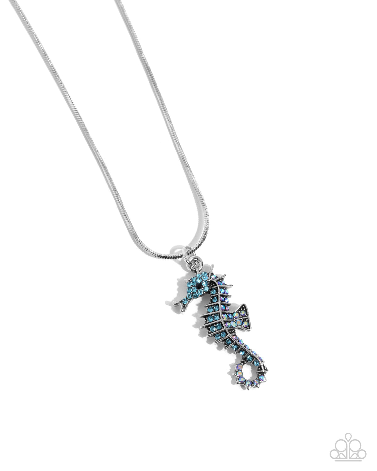 Seahorse Shanty Blue Rhinestone Necklace - Paparazzi Accessories- lightbox - CarasShop.com - Paparazzi Jewelry by Cara Jewels