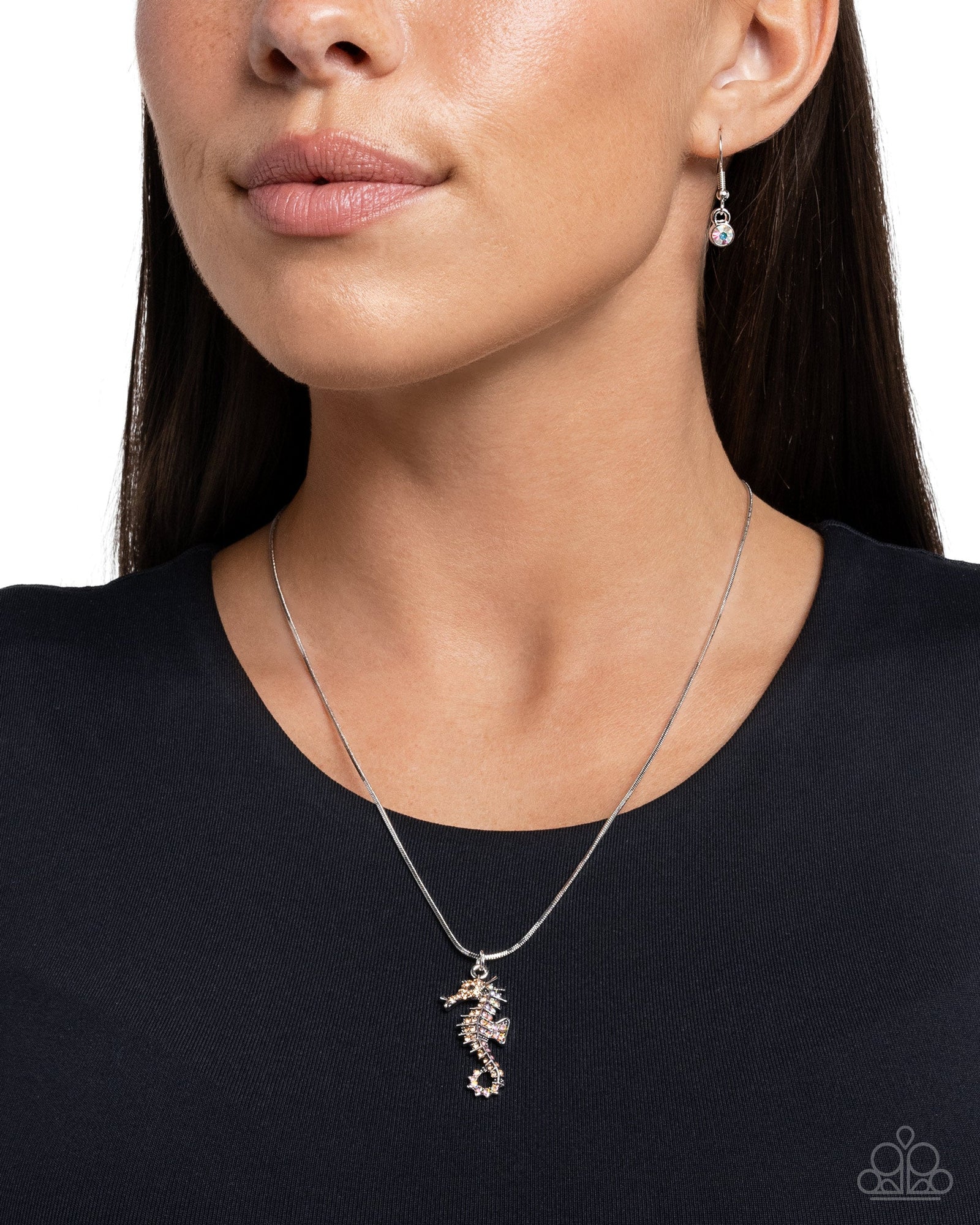 Seahorse Shanty Orange Rhinestone Necklace - Paparazzi Accessories- lightbox - CarasShop.com - Paparazzi Jewelry by Cara Jewels