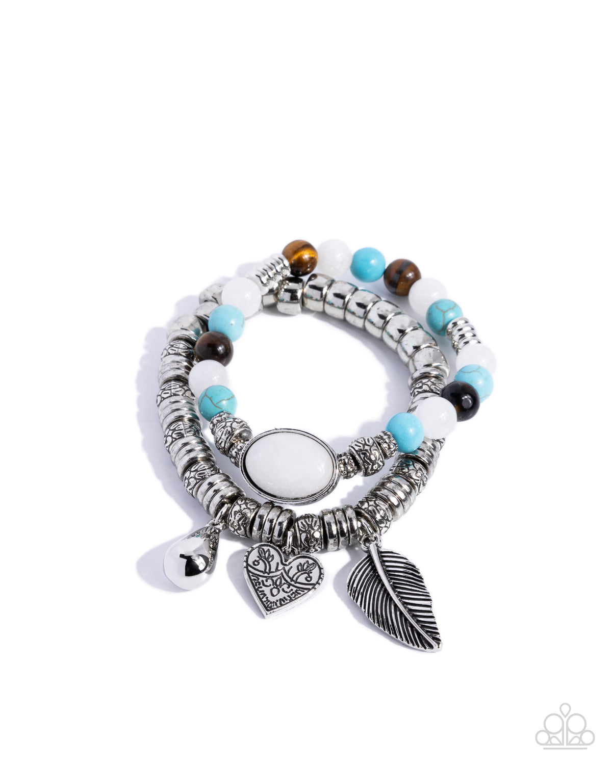 Seasonal Selfie White Stone & Silver Charm Bracelet - Paparazzi Accessories- lightbox - CarasShop.com - Paparazzi Jewelry by Cara Jewels