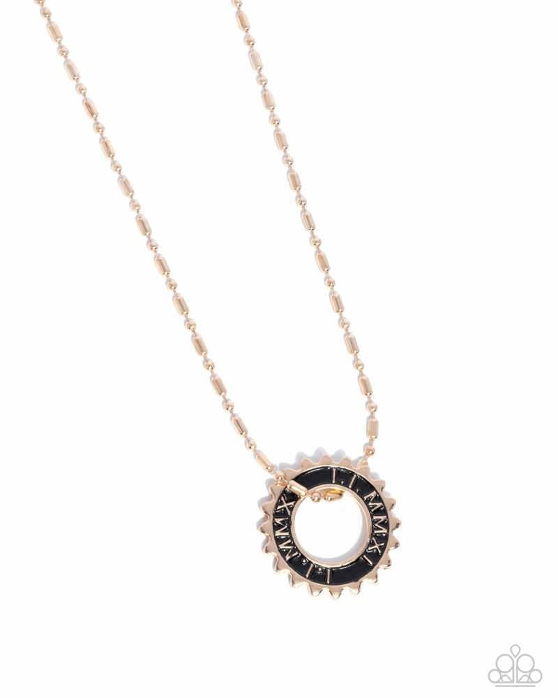 Second Gear Men's Gold Necklace - Paparazzi Accessories- lightbox - CarasShop.com - Paparazzi Jewelry by Cara Jewels
