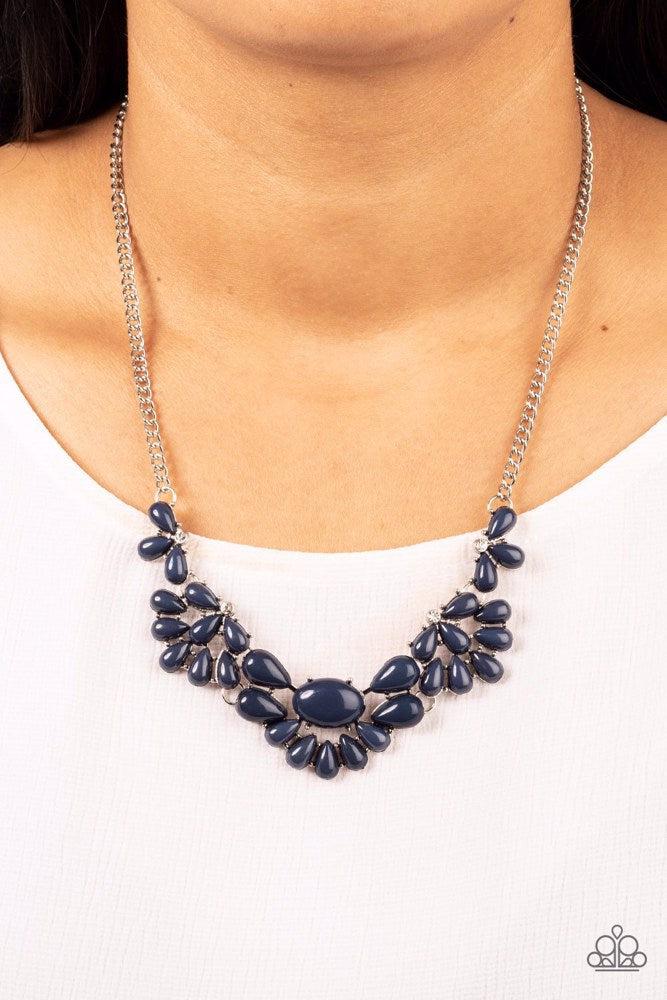 Secret GARDENISTA Blue Necklace - Paparazzi Accessories- on model - CarasShop.com - Paparazzi Jewelry by Cara Jewels