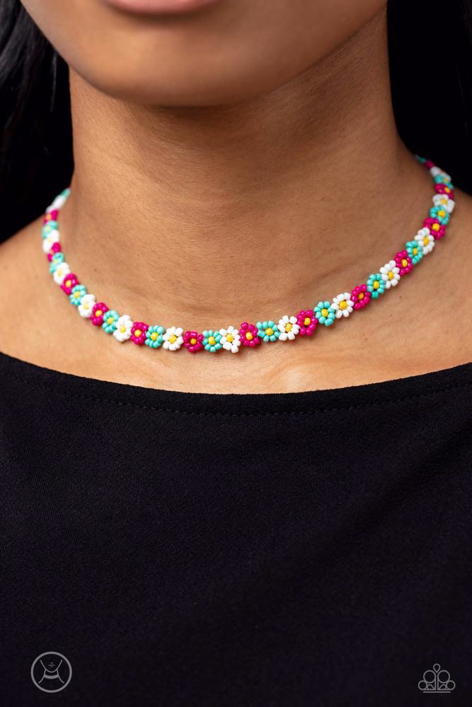 SEED Limit Pink Choker - Paparazzi Accessories- on model - CarasShop.com - Paparazzi Jewelry by Cara Jewels