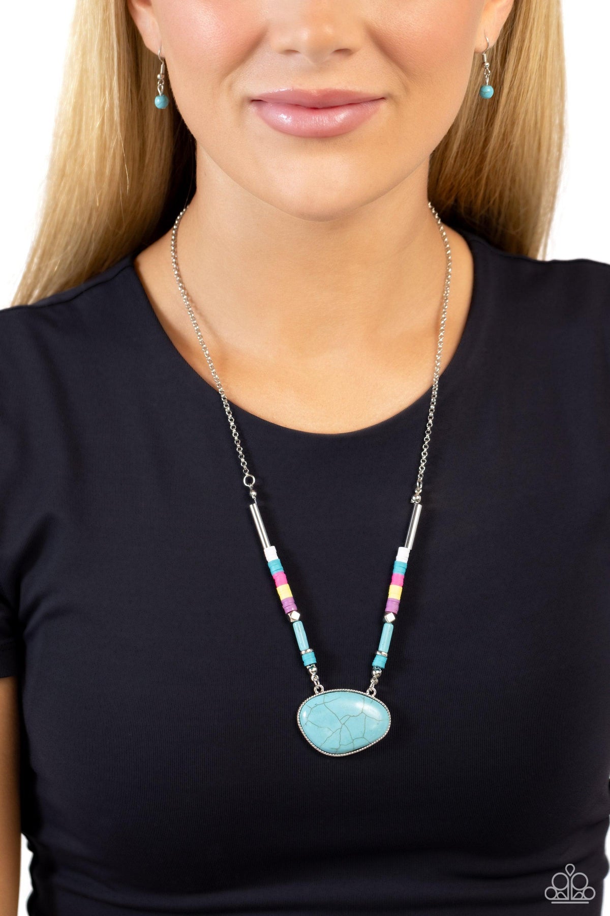 Seize the Sahara Multi Stone Necklace - Paparazzi Accessories- on model - CarasShop.com - Paparazzi Jewelry by Cara Jewels