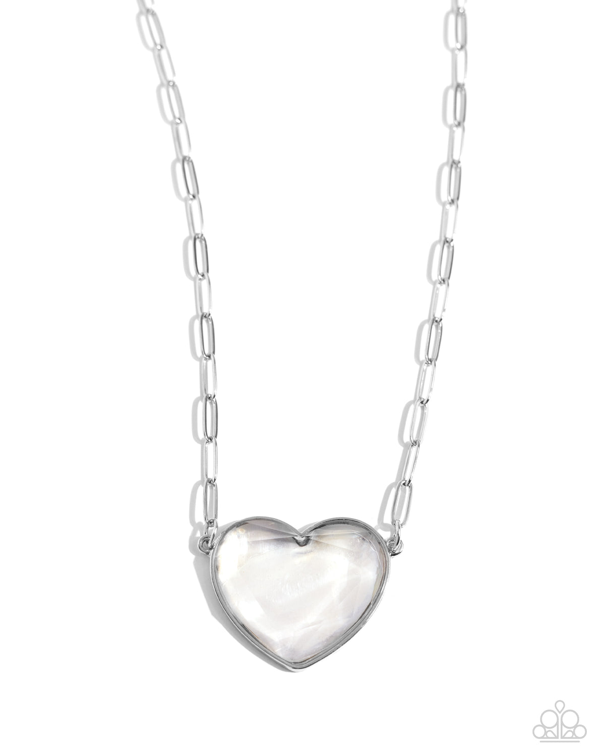 Seize the Sentiment White Heart Necklace - Paparazzi Accessories- lightbox - CarasShop.com - Paparazzi Jewelry by Cara Jewels
